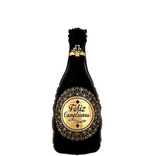 Globo Metalico Botella De Vino Negro 48x92 cm-1