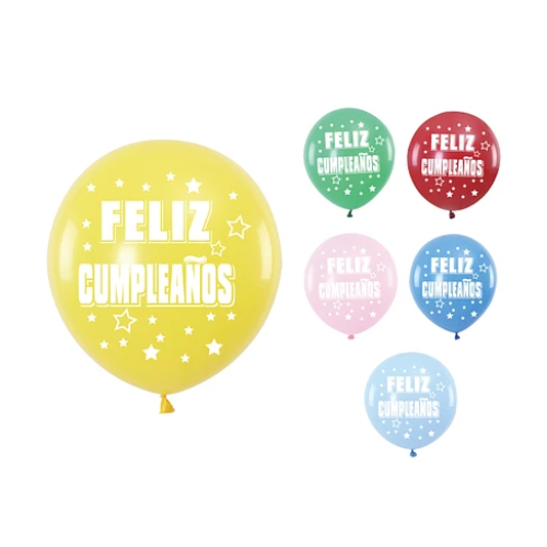 Globos De Látex Feliz Cumpleaños 6 pcs 30cm Colores Surtidos-0