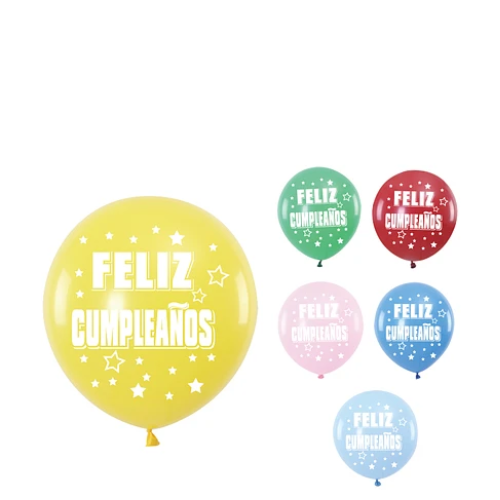 Globos De Látex Feliz Cumpleaños 6 pcs 30cm Colores Surtidos-1
