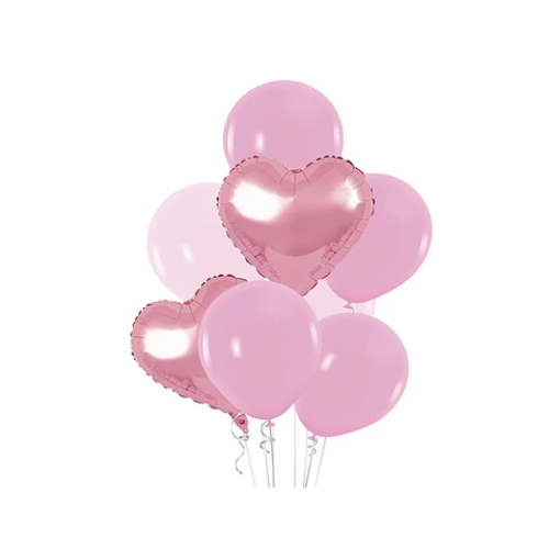 Set De Globos Metálicos Con Corazón Rosa 8Pcs-0