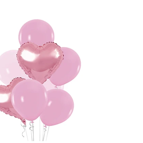 Set De Globos Metálicos Con Corazón Rosa 8Pcs-1