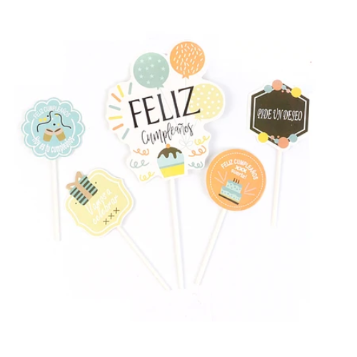 Juego De Toppers Feliz Cumpleaños 5pcs-1