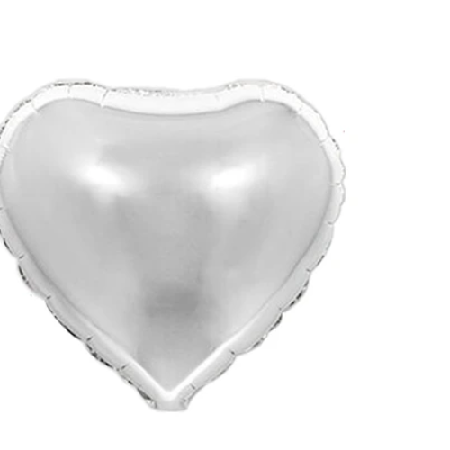 Globo Metálico Corazón Plateado 8Pcs 12Cm-1