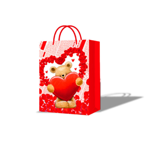 Bolsa De Regalo Oso Corazones Rojo 26X10X32Cm 12 Unid-0