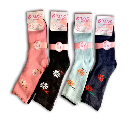 Calcetines De Mujer Diseño Flores 12 Unid-1