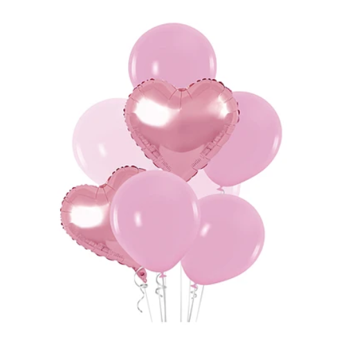 Set De Globos Metálicos Con Corazón Rosa 8 Pcs-0