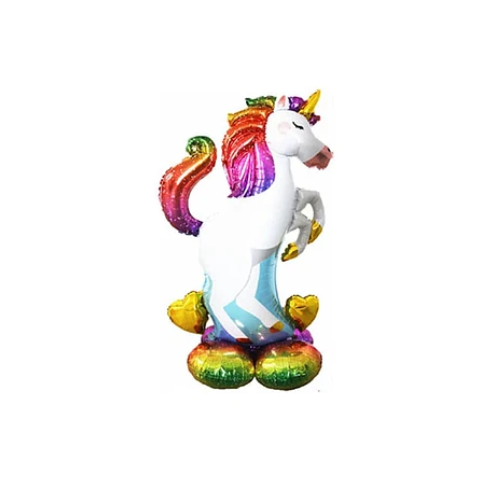 Globo Metálico Unicornio Con Base De Globo 127x72 cm-0