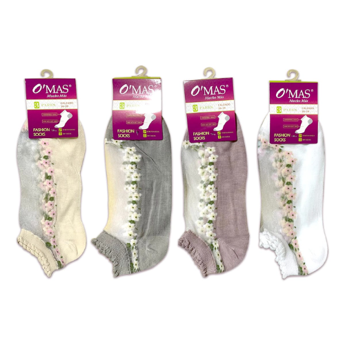 Calcetines De Mujer Tobillo Con Diseño Flores 12 Unid-1