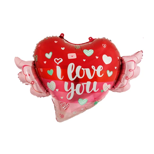 Globo Metalico Corazón Con Alas U Love You-0