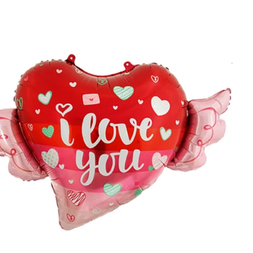 Globo Metalico Corazón Con Alas U Love You-1