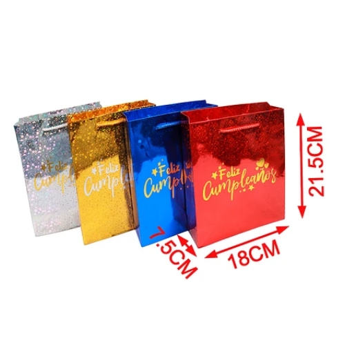 Bolsa De Regalo Abrillantadas Feliz Cumpleaños Color Aleatorio 9x29x38.5cm-0