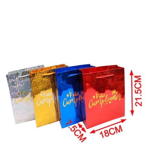 Bolsa De Regalo Abrillantadas Feliz Cumpleaños Color Aleatorio 9x29x38.5cm-1