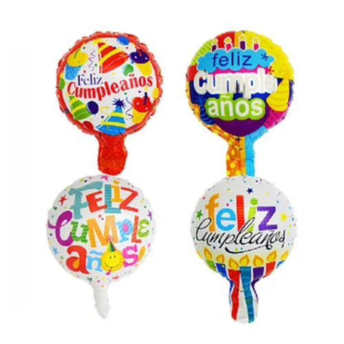 Globo Metalico feliz cumpleaños 4pcs 15cm-1