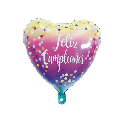 Globo Metalizado Corazón Feliz Cumpleaños 45 Cm-0