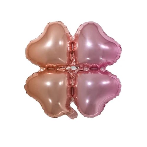 Globo Metálico Trébol De Cuatro Hojas Rosa 45cm-0