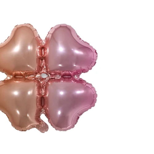 Globo Metálico Trébol De Cuatro Hojas Rosa 45cm-1