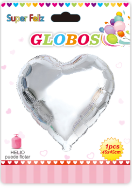 GLOBO PLATEADO CORAZÓN-0