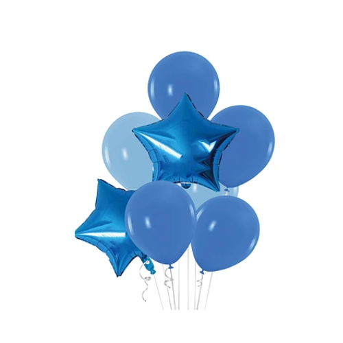 Set De Globos Metálicos Con Estrella Azul 8Pcs-0