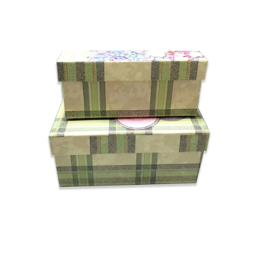 Set 3 Cajas De Regalo Diseño Flores Con Fondo Cuadros 6 Unid -0