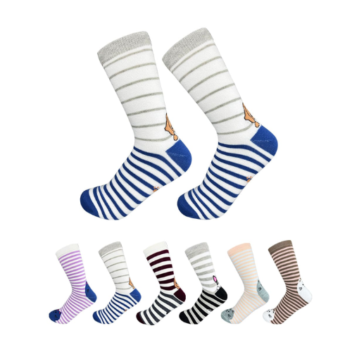 Calcetines De Mujer Franjas Con Mascota 12 Unidades-1