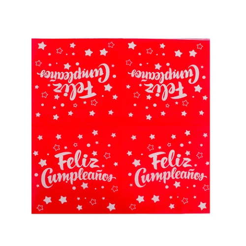 Servilletas De Papel Rojo Feliz Cumpleaños 16pcs 33x33cm-0