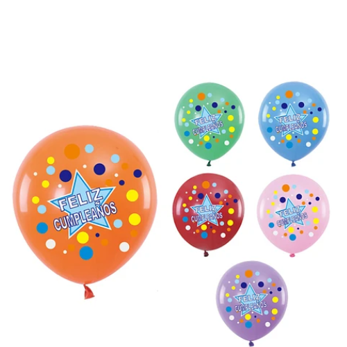 Globos De Latex Feliz Cumpleaños 6pcs 30cm Colores Surtidos-1