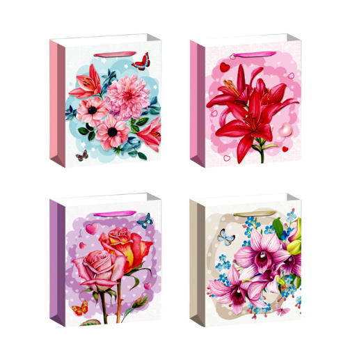Bolsa Regalo Fondo Blanco Rosas Surtidas 31X12X40Cm 12 Unid -1