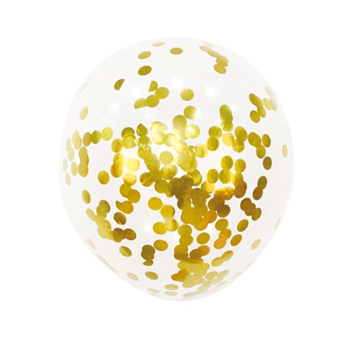 Globo De Látex Transparente Con Confeti Dorado 60cm 1pc-0