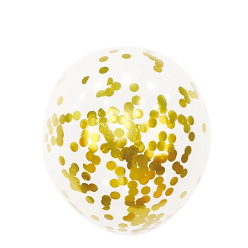 Globo De Látex Transparente Con Confeti Dorado 60cm 1pc-1