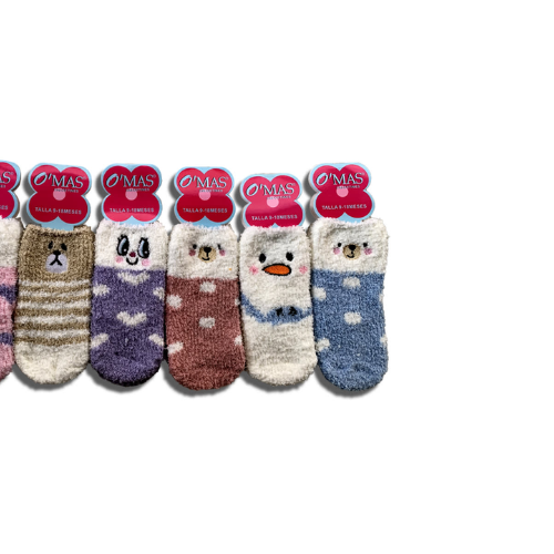 Calcetines De Bebe Toalla Con Diseño Animales 9-18 12 Unid-1