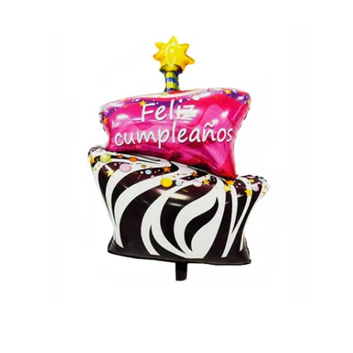 Globo Metalico Pastel Feliz Cumpleaños 95.5x58.5Cm 1Pcs-0