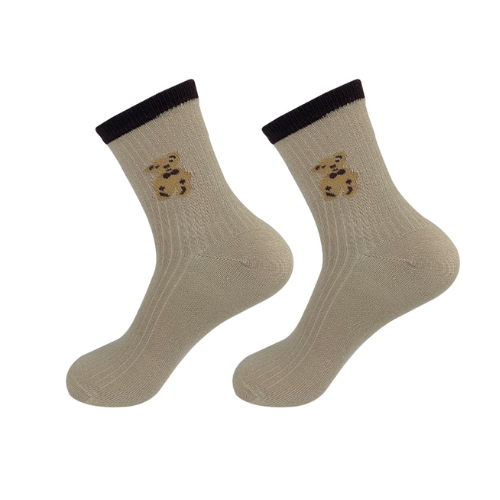 Calcetines De Mujer Bordado Oso Color Liso 12 Unid-0