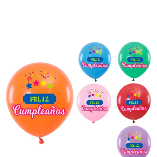 Globos De Latex Feliz Cumpleaños Con Estrellas 6pcs 30cm-1