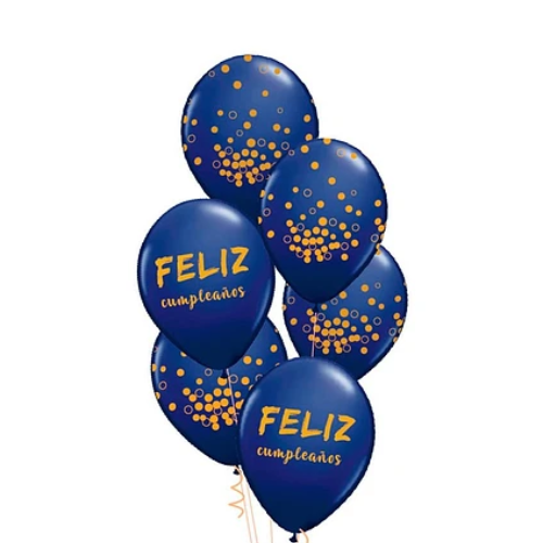 Set De Globos De Látex Azul Feliz Cumpleaños 6pcs-1