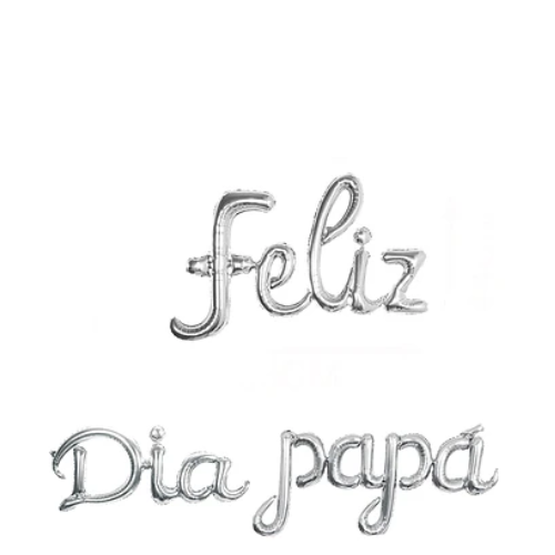 Set De Globos Metálicos Feliz Día Papá Color Plateado-1