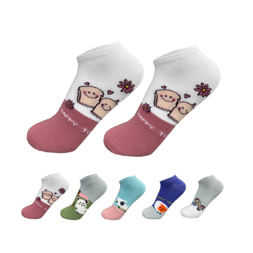 Calcetines De Mujer Corte Tobillo Oso Oveja Caballo 12 Unid-1