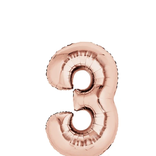 Globo Número 3 Oro Rosa 16 Pulgadas-1