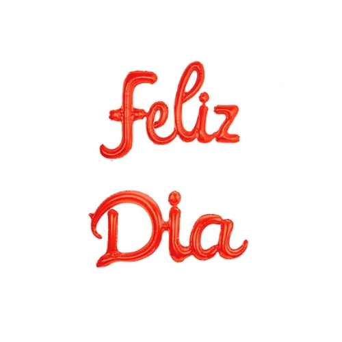Set De Globos Metálicos Feliz Día Color Rojo-0