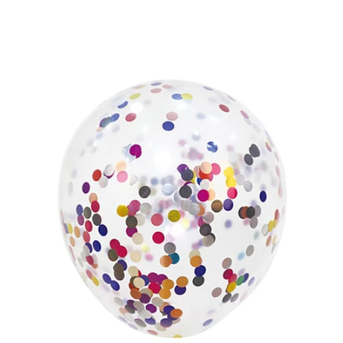 Globo de Látex Transparente Con Confeti Multicolor 60cm 1pc-1