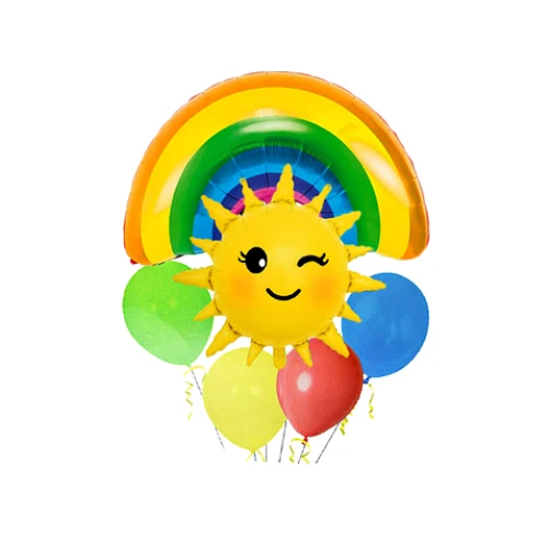 Set De Globos Metalico Sol Arcoiris