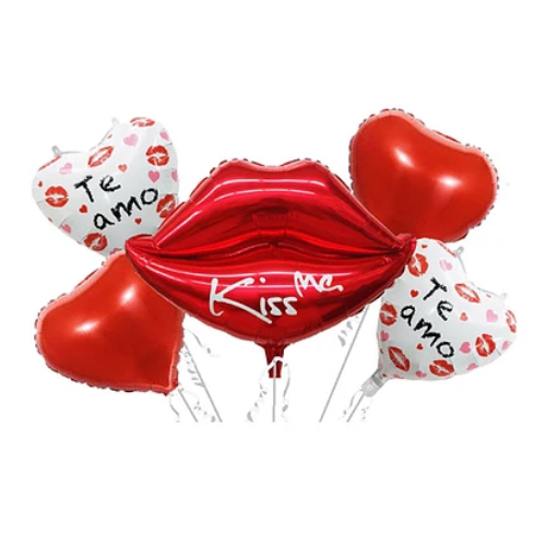 Set De Globos Metálicos Labios 5 Pcs-0