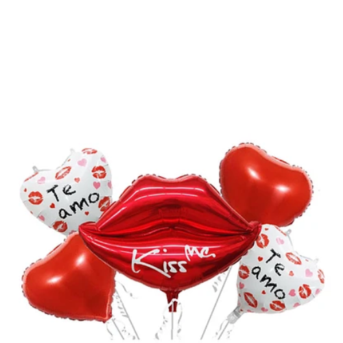 Set De Globos Metálicos Labios 5 Pcs-1