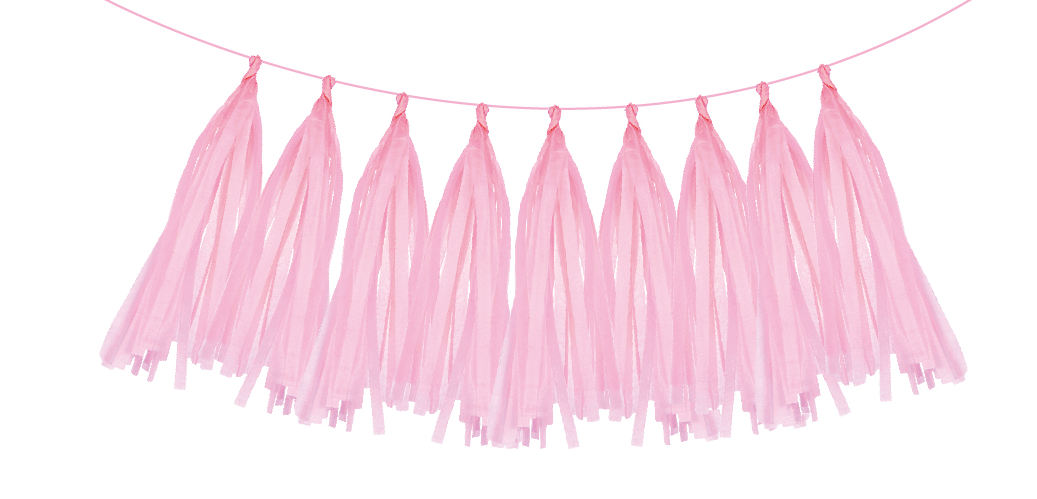 GUIRNALDA  TASSEL DE PAPEL SEDA ROSADO-0