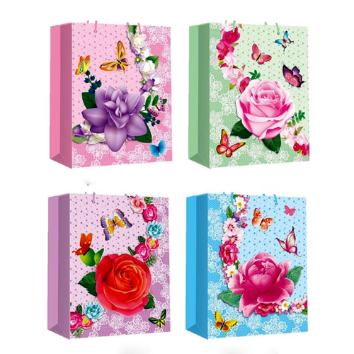 Bolsa De Regalo Rosas Mariposas 26X10X32Cm 12 Unid-1