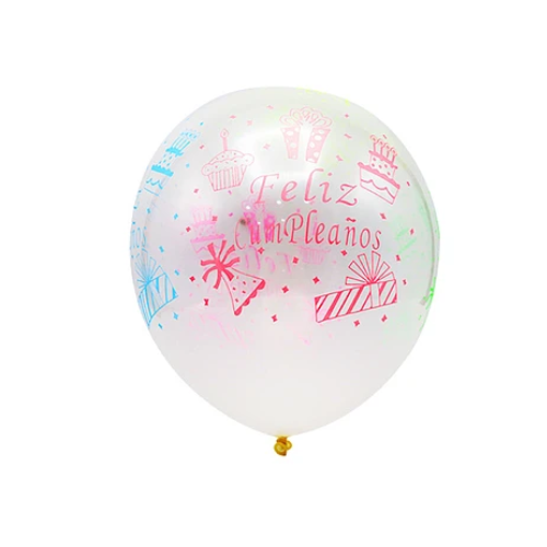 Globos De Látex Feliz Cumpleaños 6pcs 30 cm Colores Surtidos-0