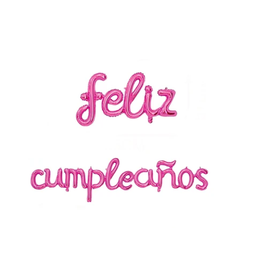 Set De Globos Metálicos Feliz Cumpleaños Fucsia 16 Pulgadas-0