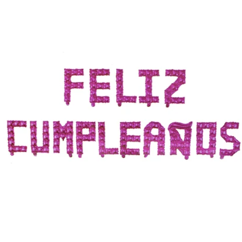 Set Globos Metálicos Feliz Cumpleaños Fucsia 16 Pulgadas-0