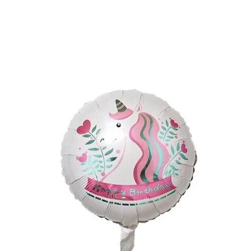 Globo Metalico Redondo Unicornio 45 cm Blanco-1