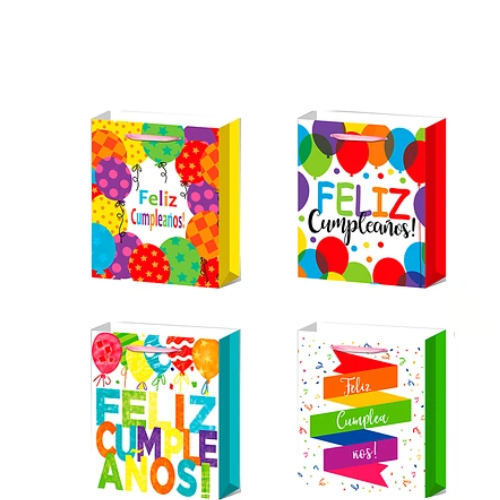 Bolsa De Regalo Feliz Cumpleaños Diseño Aleatorio 8,5x18x24cm-1
