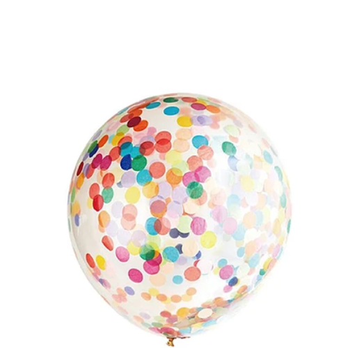 Globo De Látex Transparente Con Confeti Multicolor 3pcs 30cm-1